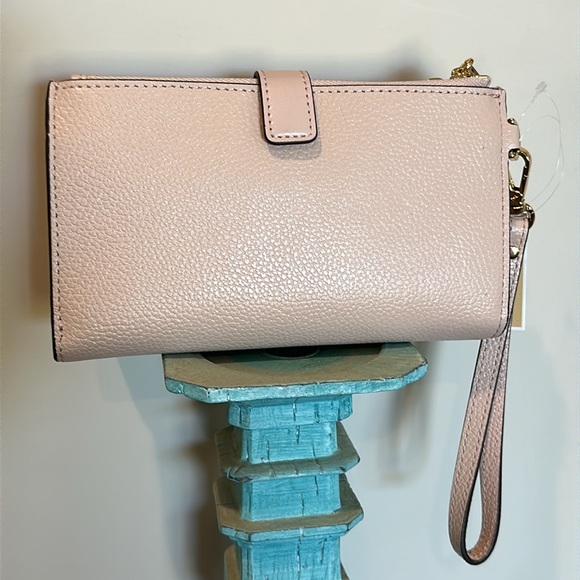 NWT MICHAEL KORS SOFT PINK GOLD PEBBLED LEATHER JET SET WRISTLET WALLET - Picture 3 of 7